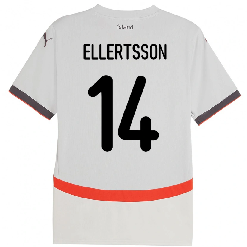 Danxen Donna Maglia Islanda Styrmir Jóhann Ellertsson #14 Bianco Kit Gara Away 24-26 Maglietta