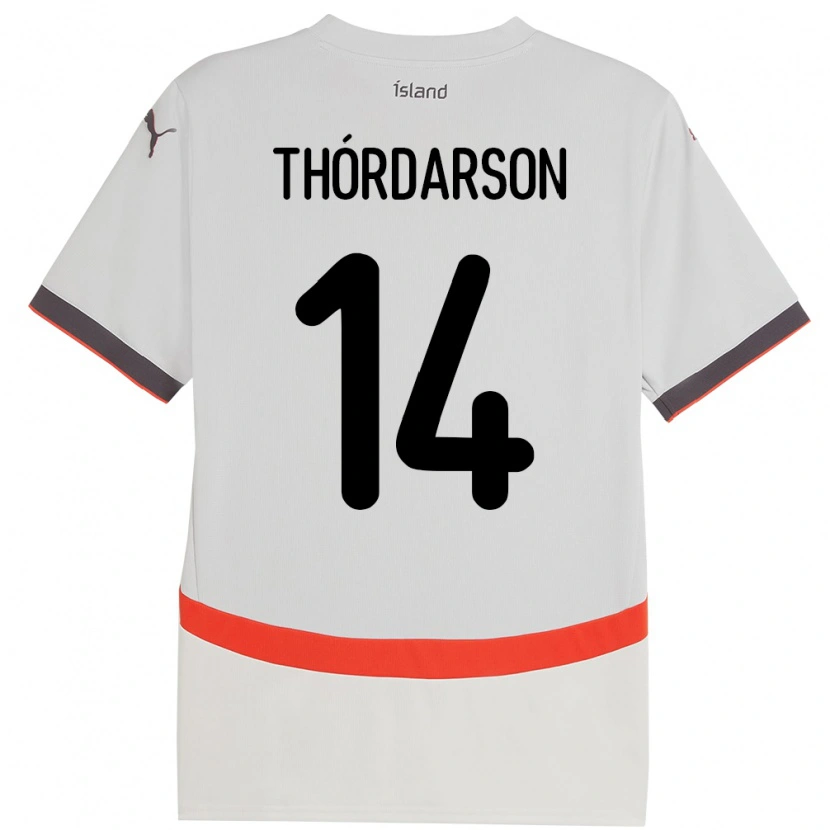 Danxen Donna Maglia Islanda Ódinn Sturla Thórdarson #14 Bianco Kit Gara Away 24-26 Maglietta