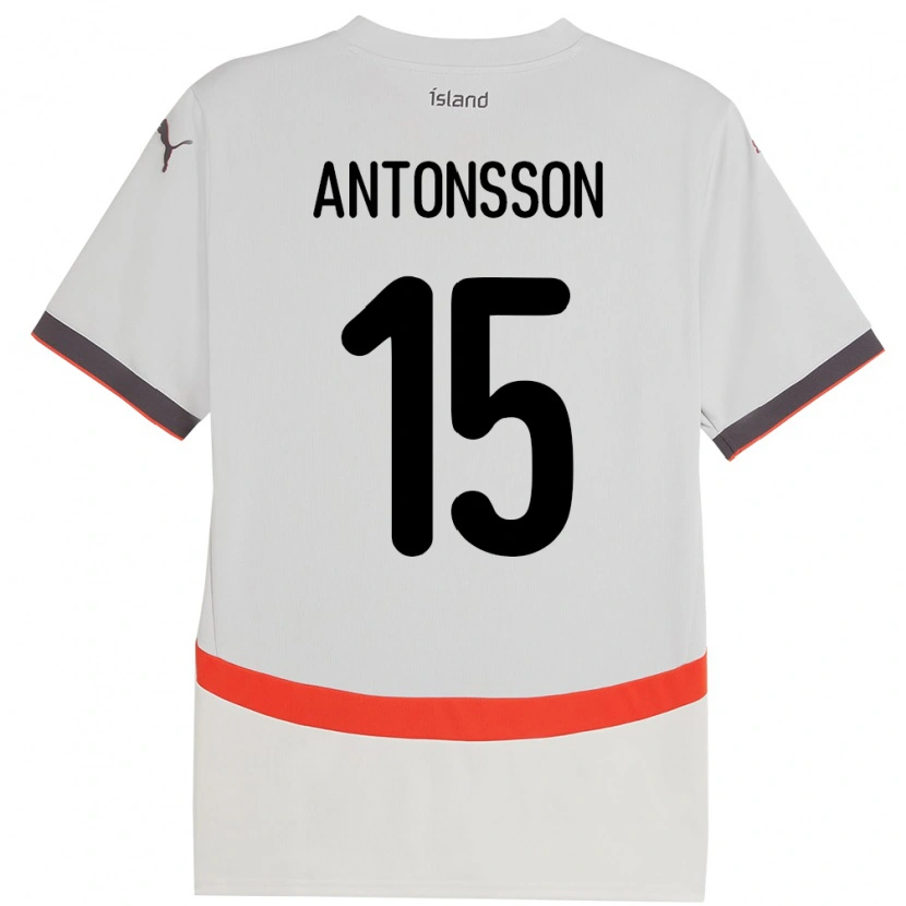 Danxen Donna Maglia Islanda Thorsteinn Antonsson #15 Bianco Kit Gara Away 24-26 Maglietta
