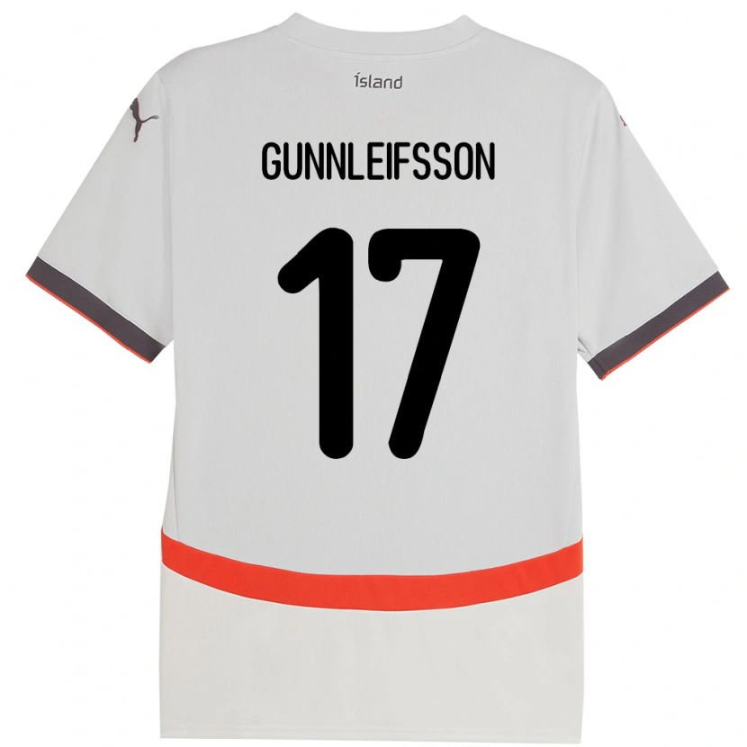 Danxen Donna Maglia Islanda Gunnleifur Orri Gunnleifsson #17 Bianco Kit Gara Away 24-26 Maglietta