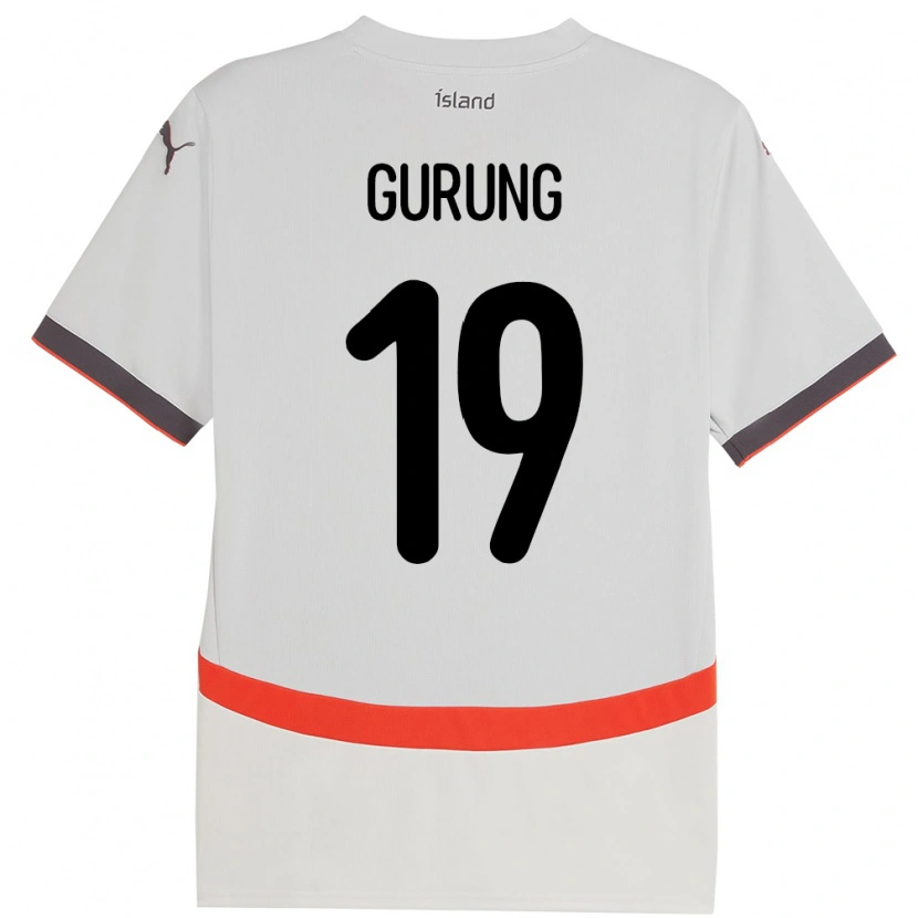 Danxen Donna Maglia Islanda Karan Gurung #19 Bianco Kit Gara Away 24-26 Maglietta