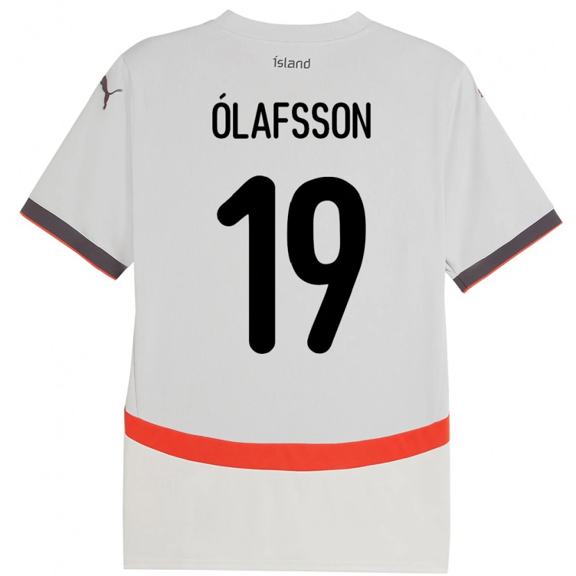Danxen Donna Maglia Islanda Sigurdur Stefán Ólafsson #19 Bianco Kit Gara Away 24-26 Maglietta