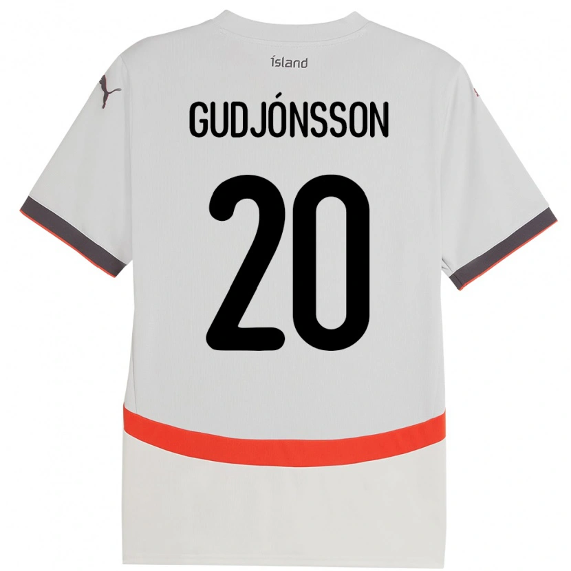 Danxen Donna Maglia Islanda Alexander Máni Gudjónsson #20 Bianco Kit Gara Away 24-26 Maglietta