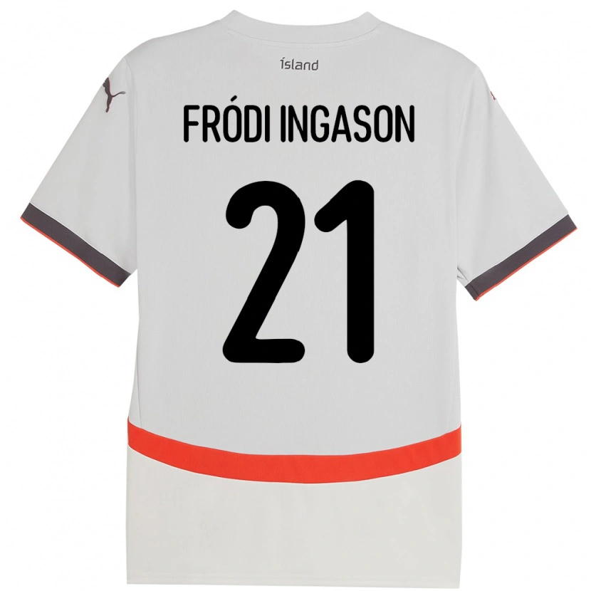 Danxen Donna Maglia Islanda Helgi Fródi Ingason #21 Bianco Kit Gara Away 24-26 Maglietta