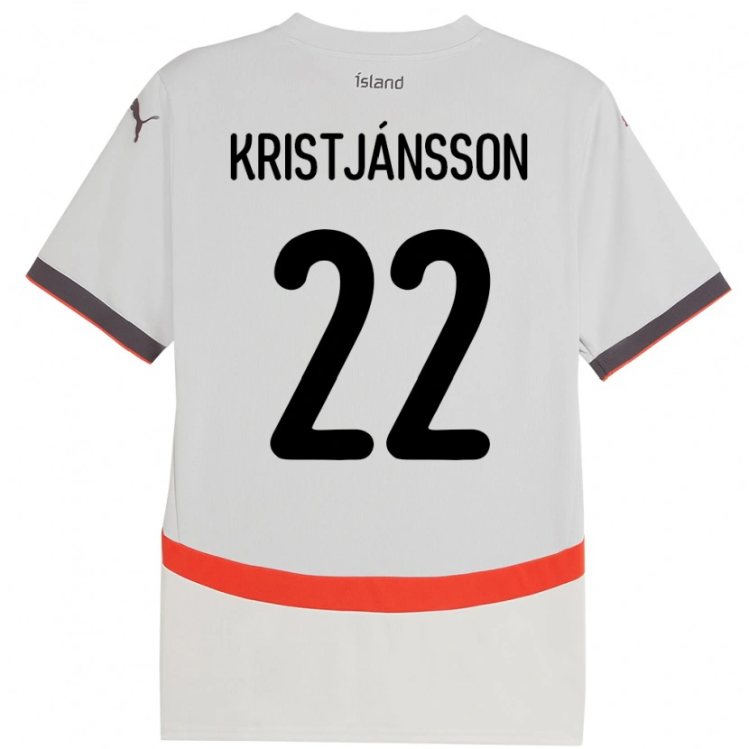 Danxen Donna Maglia Islanda Daníel Freyr Kristjánsson #22 Bianco Kit Gara Away 24-26 Maglietta