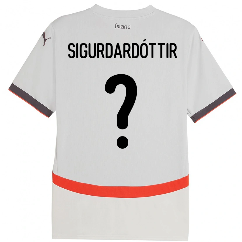 Danxen Donna Maglia Islanda Sandra Sigurðardóttir #0 Bianco Kit Gara Away 24-26 Maglietta