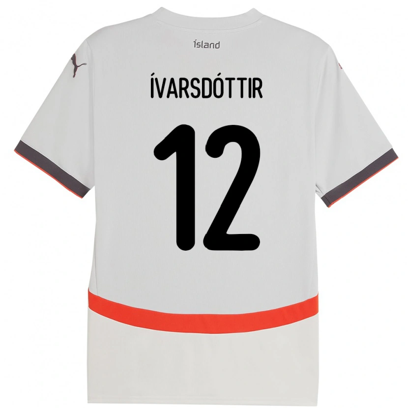 Danxen Donna Maglia Islanda Telma Ívarsdóttir #12 Bianco Kit Gara Away 24-26 Maglietta