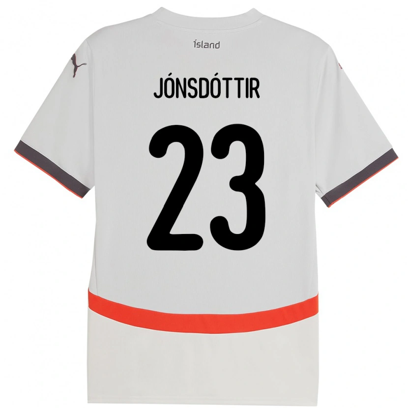 Danxen Donna Maglia Islanda Sveindís Jane Jónsdóttir #23 Bianco Kit Gara Away 24-26 Maglietta