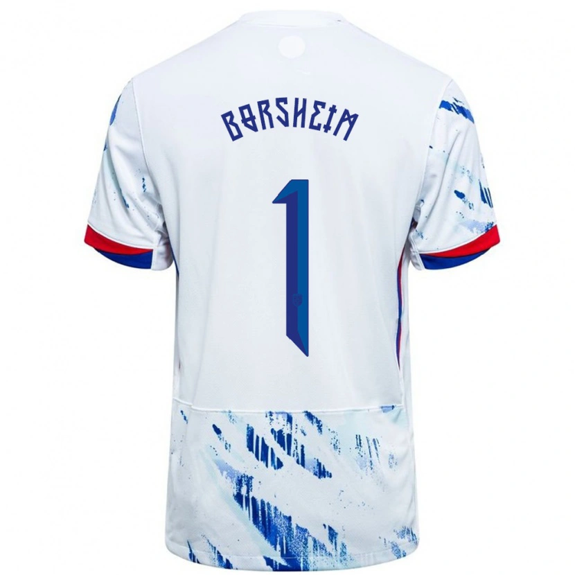 Danxen Donna Maglia Norvegia Martin Børsheim #1 Bianco Blu Kit Gara Away 24-26 Maglietta