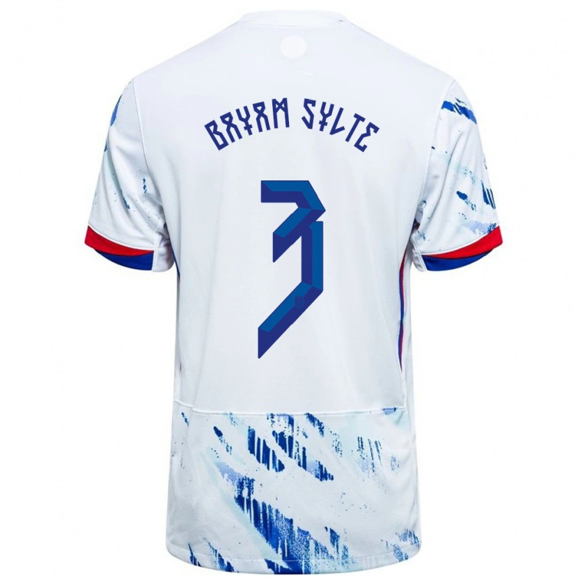 Danxen Donna Maglia Norvegia Daniel Bayam Sylte #3 Bianco Blu Kit Gara Away 24-26 Maglietta