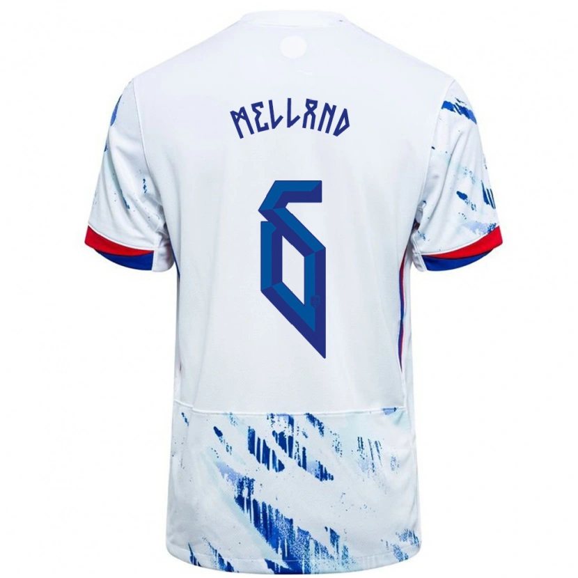Danxen Donna Maglia Norvegia Henrik Melland #6 Bianco Blu Kit Gara Away 24-26 Maglietta