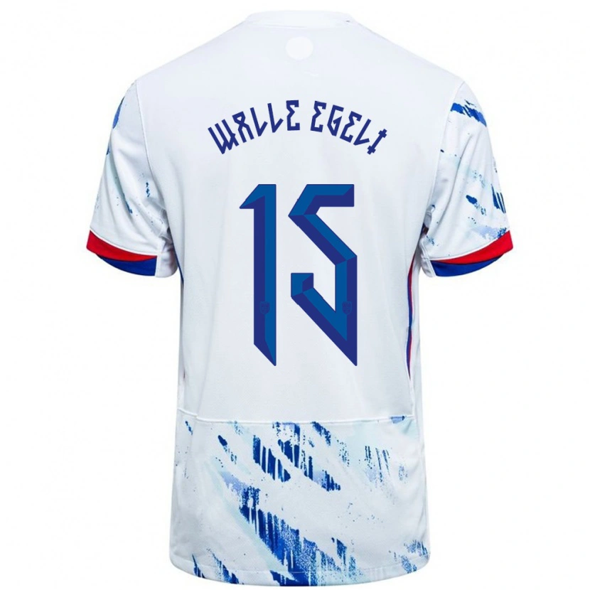 Danxen Donna Maglia Norvegia Sindre Walle Egeli #15 Bianco Blu Kit Gara Away 24-26 Maglietta