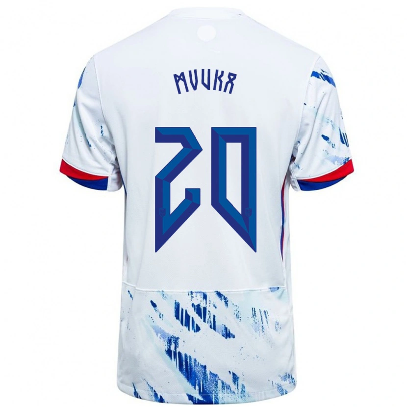 Danxen Donna Maglia Norvegia Joel Mvuka #20 Bianco Blu Kit Gara Away 24-26 Maglietta