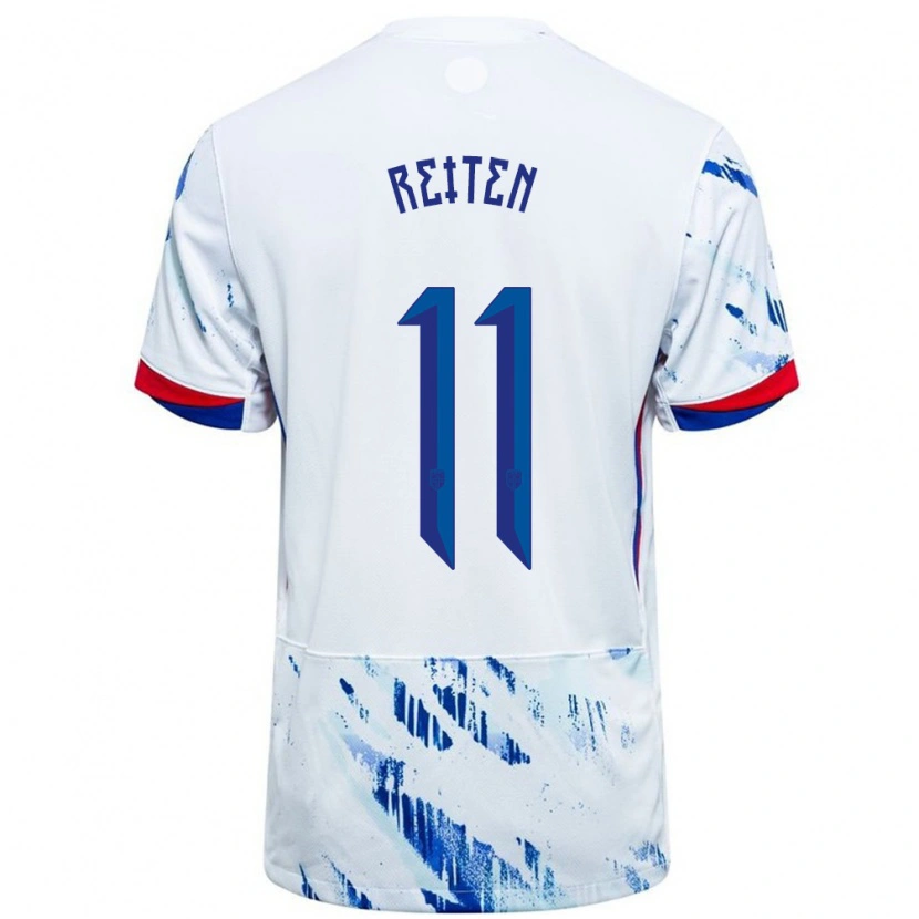 Danxen Donna Maglia Norvegia Guro Reiten #11 Bianco Blu Kit Gara Away 24-26 Maglietta