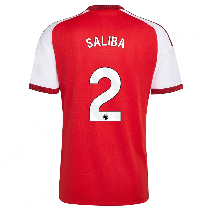 Danxen Donna Maglia William Saliba #2 Rosso Bianco Nero Kit Gara Home 2026/27 Maglietta