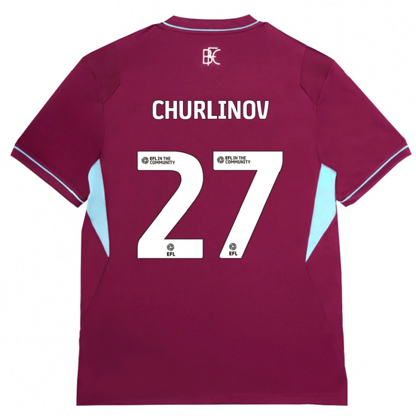 Danxen Donna Maglia Darko Churlinov #27 Borgogna Verde Kit Gara Home 2026/27 Maglietta