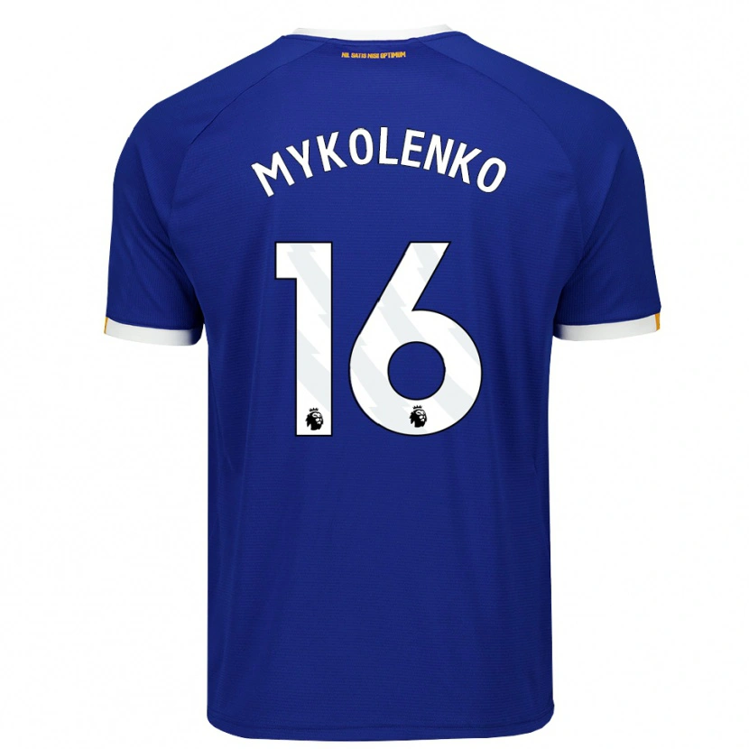Danxen Donna Maglia Vitaliy Mykolenko #16 Blu Bianco Giallo Kit Gara Home 2026/27 Maglietta