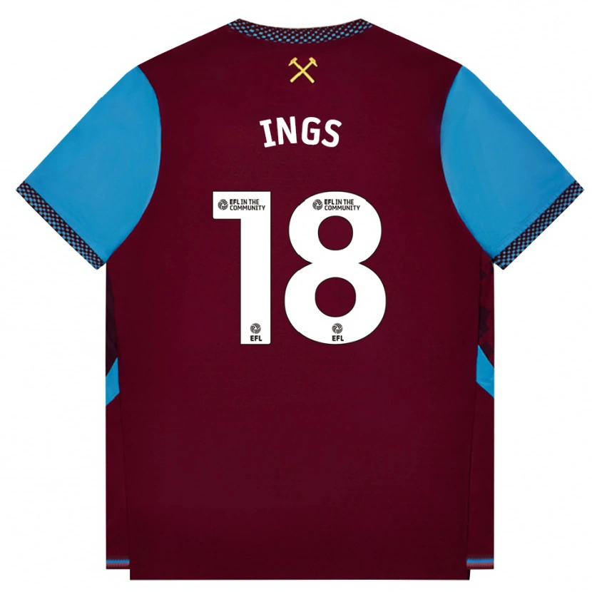 Danxen Donna Maglia Danny Ings #18 Borgogna Blu Fiordaliso Kit Gara Home 2026/27 Maglietta