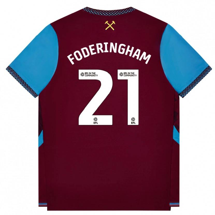 Danxen Donna Maglia Wes Foderingham #21 Borgogna Blu Fiordaliso Kit Gara Home 2026/27 Maglietta