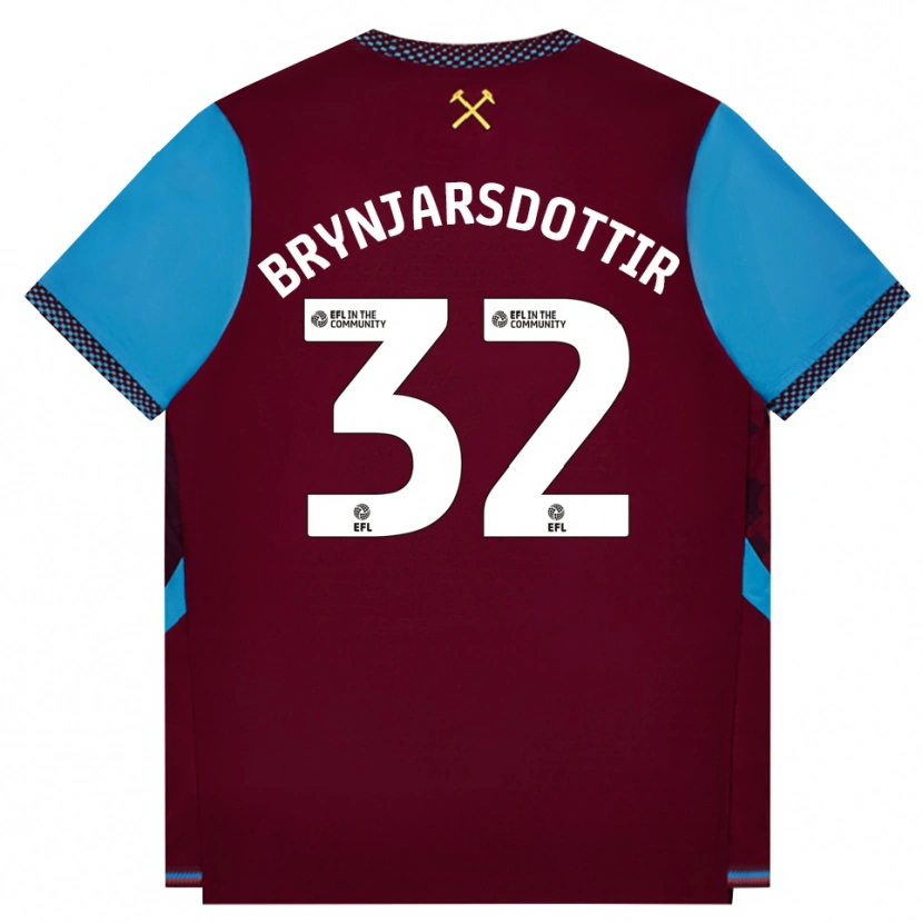Danxen Donna Maglia Dagny Brynjarsdottir #32 Borgogna Blu Fiordaliso Kit Gara Home 2026/27 Maglietta
