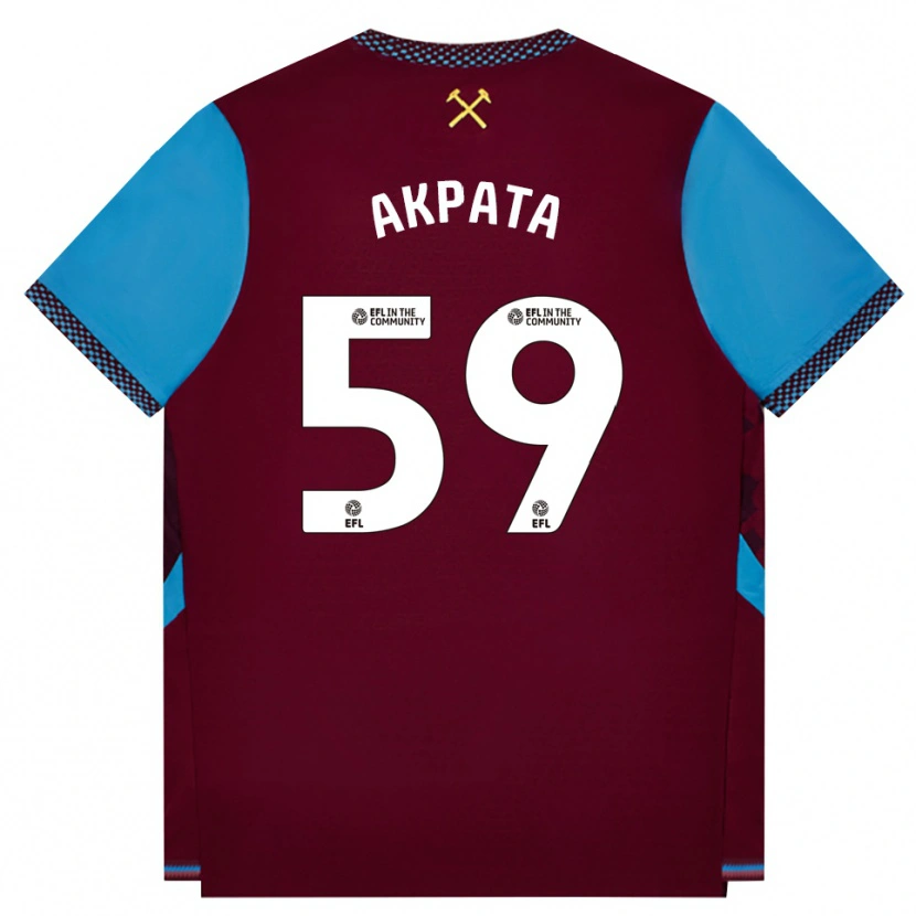 Danxen Donna Maglia Tyron Akpata #59 Borgogna Blu Fiordaliso Kit Gara Home 2026/27 Maglietta