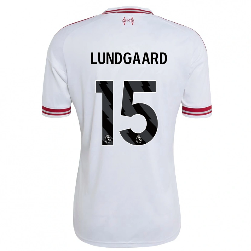 Danxen Donna Maglia Sofie Lundgaard #15 Rosso Bianco Kit Gara Away 2026/27 Maglietta