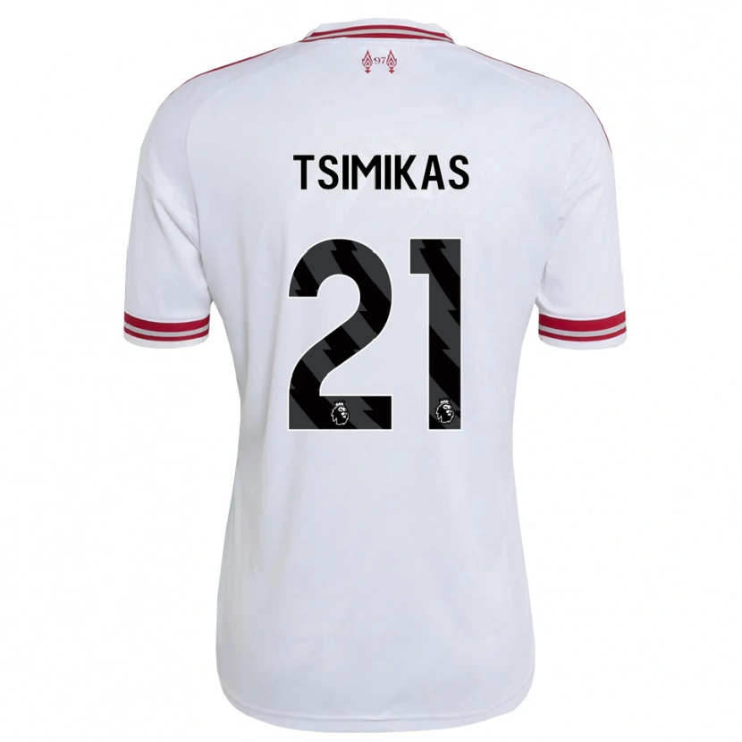Danxen Donna Maglia Konstantinos Tsimikas #21 Rosso Bianco Kit Gara Away 2026/27 Maglietta