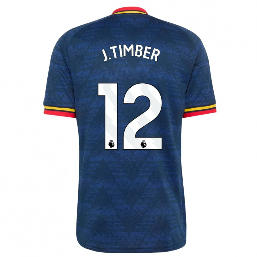 Danxen Donna Maglia Jurriën Timber #12 Blu Notte Giallo Rosso Kit Gara Away 2026/27 Maglietta