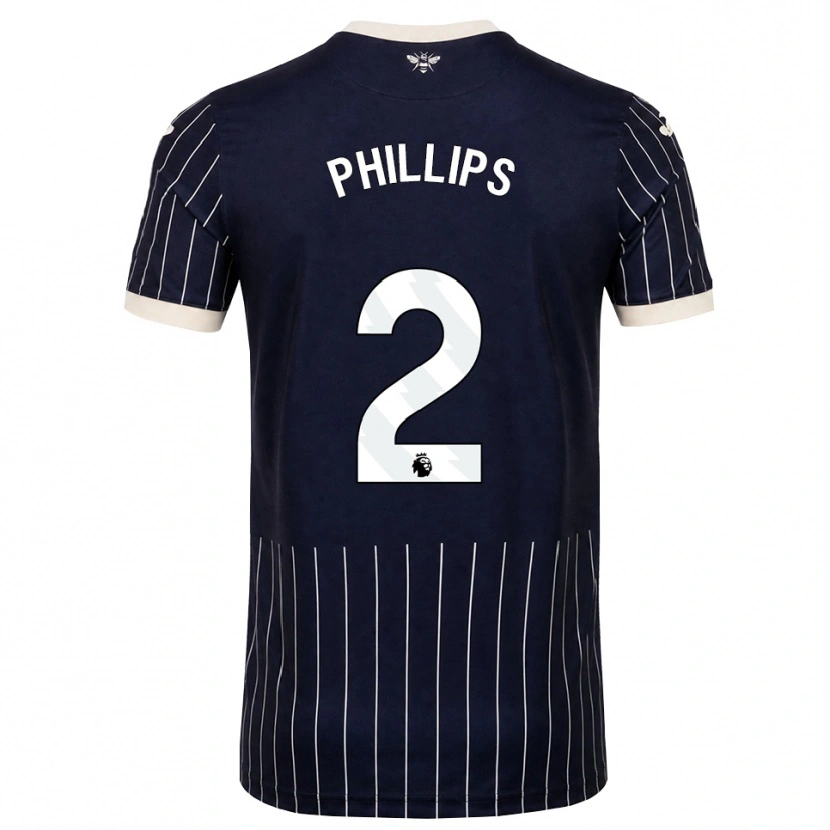 Danxen Donna Maglia Maddie Phillips #2 Bianco Nero Kit Gara Away 2026/27 Maglietta