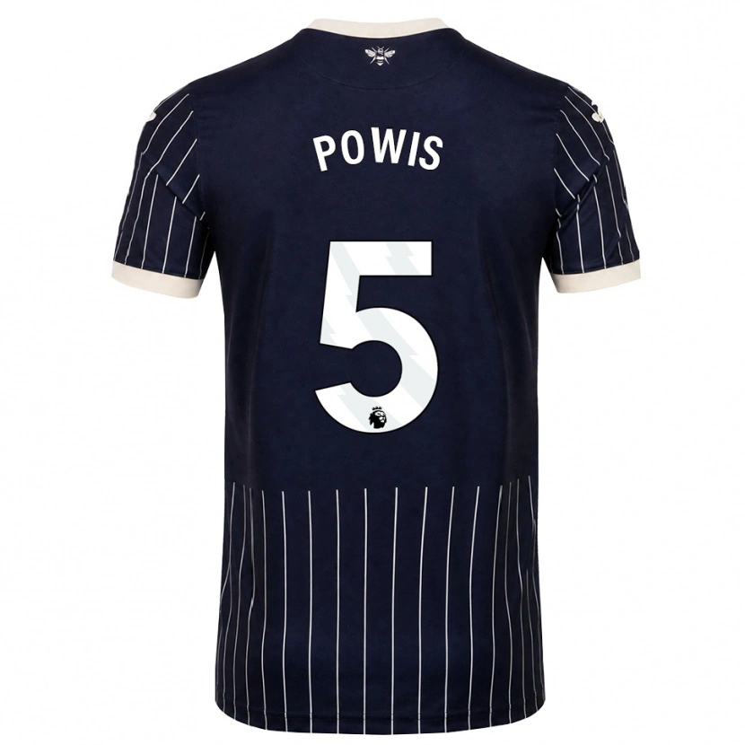 Danxen Donna Maglia Isaiah Powis #5 Bianco Nero Kit Gara Away 2026/27 Maglietta