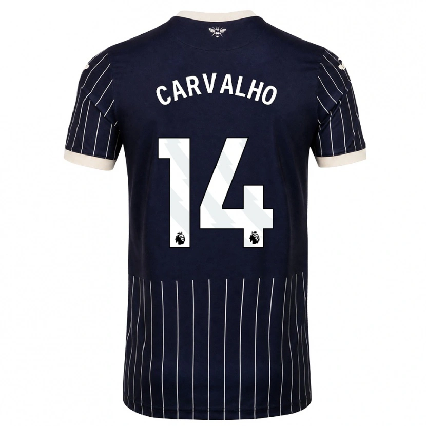 Danxen Donna Maglia Fábio Carvalho #14 Bianco Nero Kit Gara Away 2026/27 Maglietta