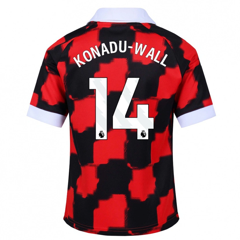 Danxen Donna Maglia Lewis Konadu-Wall #14 Rosso Bianco Nero Kit Gara Away 2026/27 Maglietta