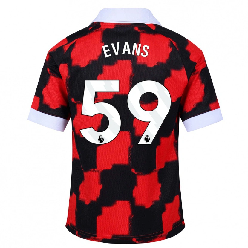 Danxen Donna Maglia Aidan Evans #59 Rosso Bianco Nero Kit Gara Away 2026/27 Maglietta