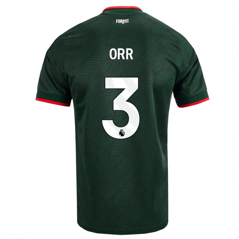 Danxen Donna Maglia Matthew Orr #3 Verde Scuro Rosso Kit Gara Away 2026/27 Maglietta
