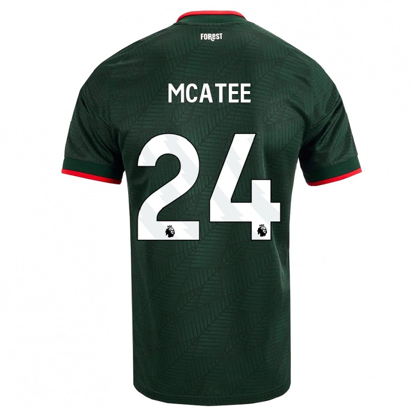 Danxen Donna Maglia James Mcatee #24 Verde Scuro Rosso Kit Gara Away 2026/27 Maglietta