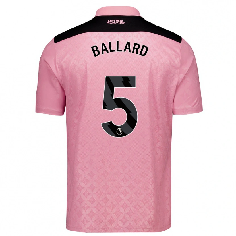 Danxen Donna Maglia Dan Ballard #5 Rosa Chiaro Nero Kit Gara Away 2026/27 Maglietta