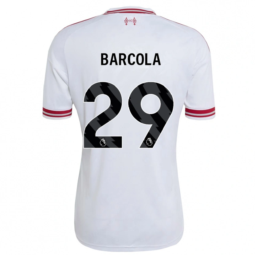 Danxen Donna Maglia Bradley Barcola #29 Rosso Bianco Kit Gara Away 2026/27 Maglietta