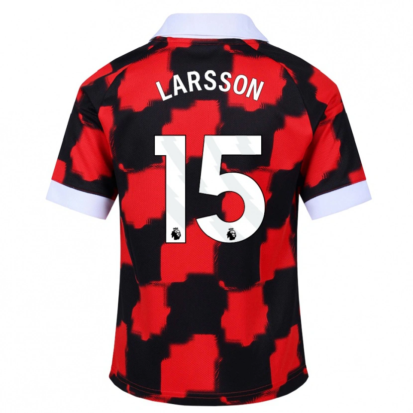 Danxen Donna Maglia Hugo Larsson #15 Rosso Bianco Nero Kit Gara Away 2026/27 Maglietta