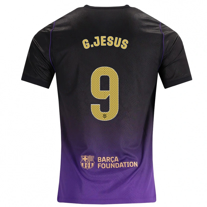 Danxen Bambino Maglia Gabriel Jesus #9 Viola Giallo Nero Kit Gara Away 2026/27 Maglietta
