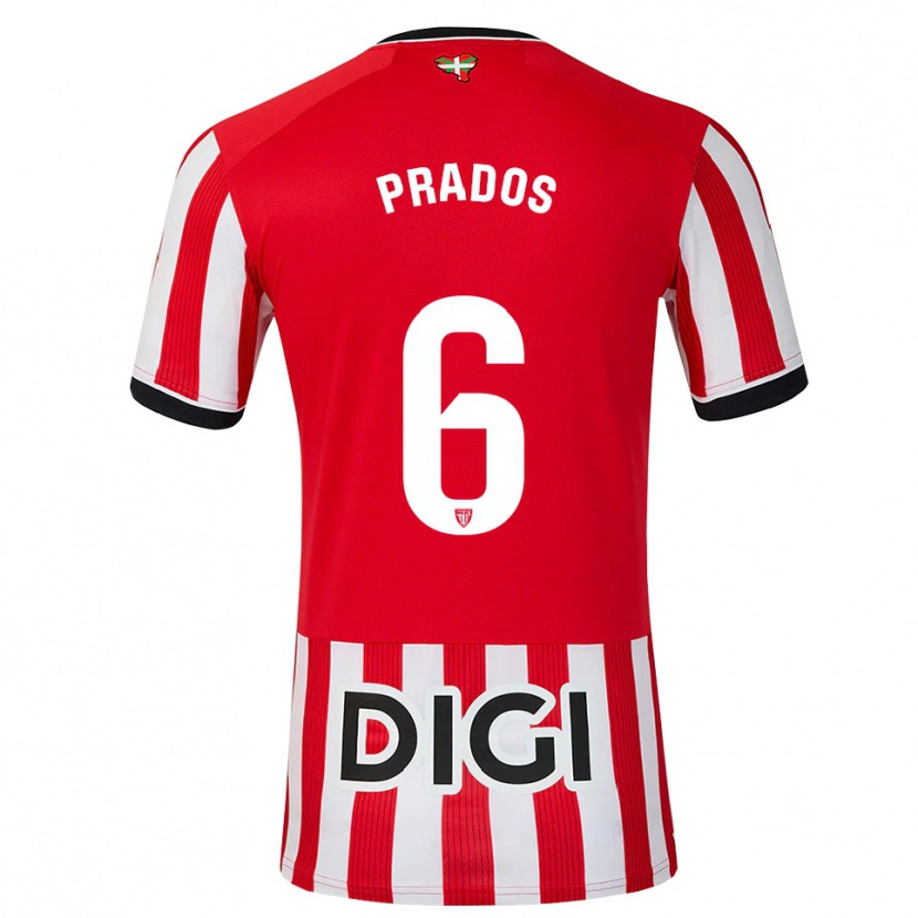Danxen Bambino Maglia Beñat Prados #6 Rosso Nero Bianco Kit Gara Home 2026/27 Maglietta