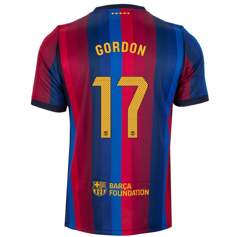 Danxen Bambino Maglia Anthony Gordon #17 Blu Reale Rosso Giallo Kit Gara Home 2026/27 Maglietta