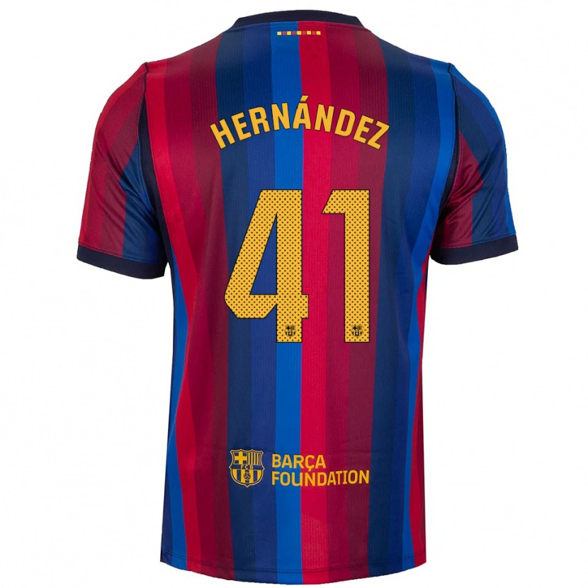 Danxen Bambino Maglia Juan Hernández #41 Blu Reale Rosso Giallo Kit Gara Home 2026/27 Maglietta