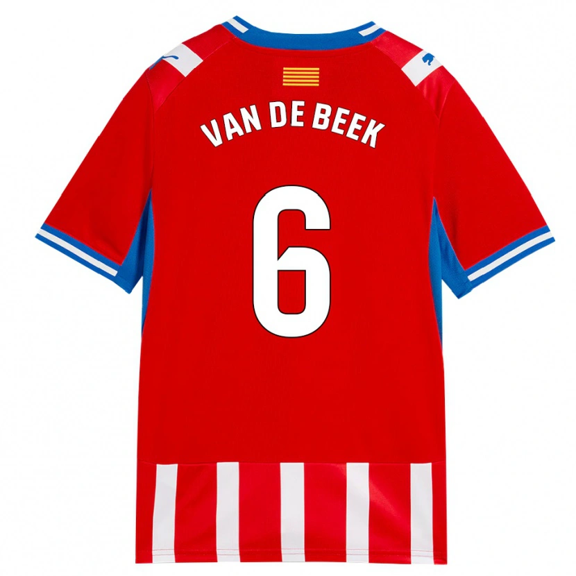 Danxen Bambino Maglia Donny Van De Beek #6 Rosso Bianco Azzurro Kit Gara Home 2026/27 Maglietta
