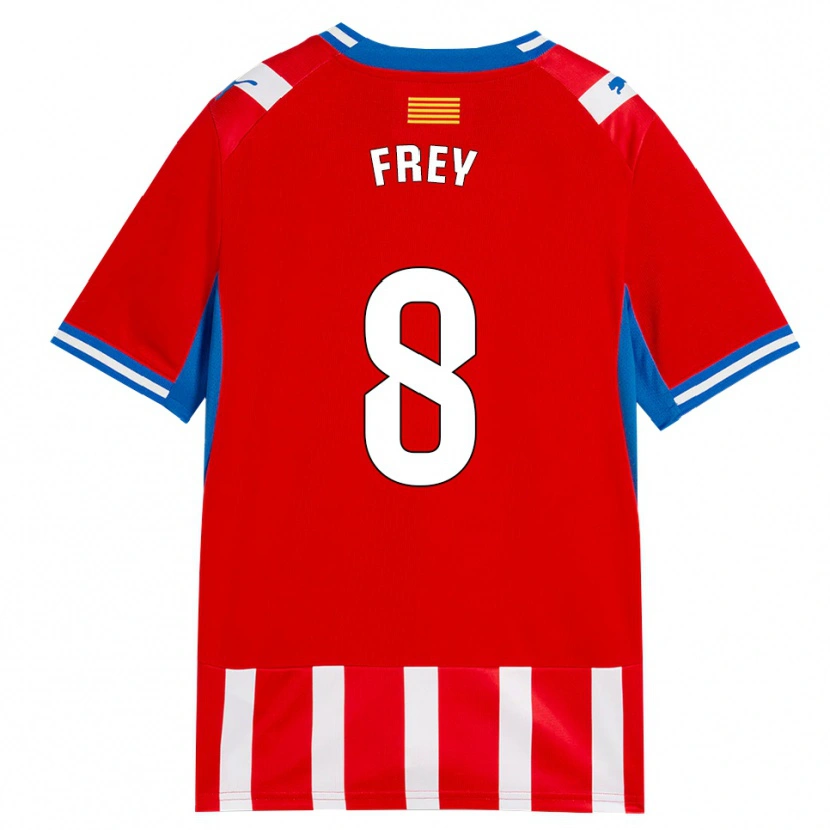 Danxen Bambino Maglia Darío Frey #8 Rosso Bianco Azzurro Kit Gara Home 2026/27 Maglietta