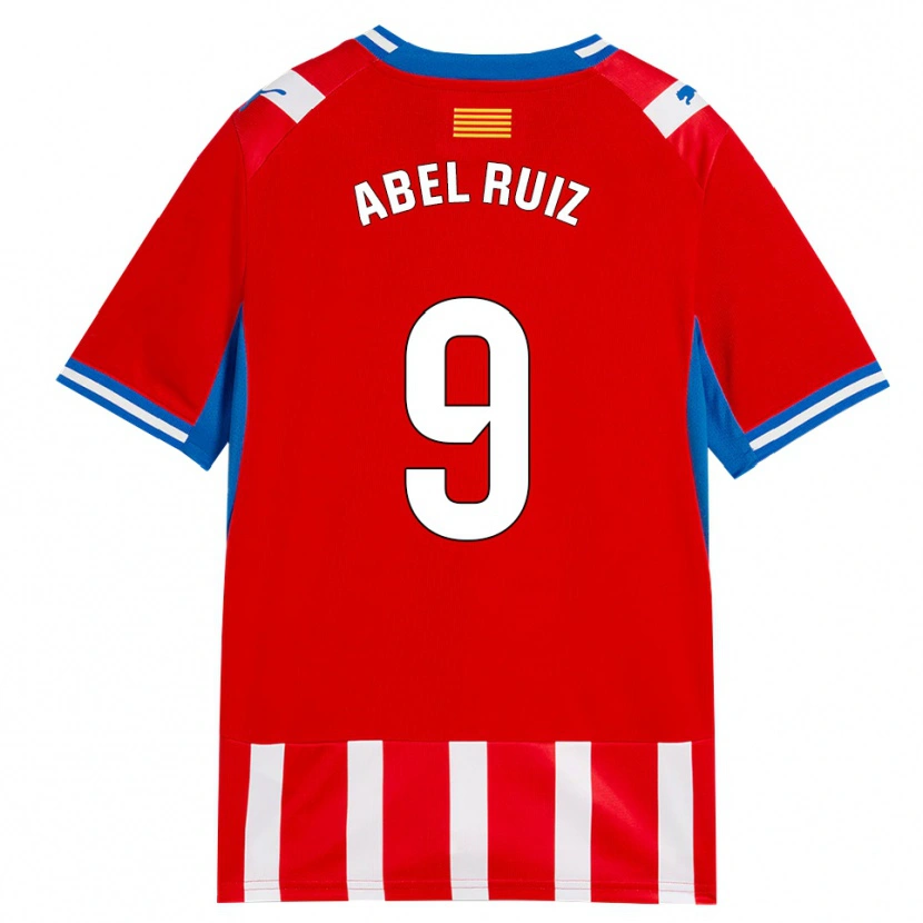 Danxen Bambino Maglia Abel Ruiz #9 Rosso Bianco Azzurro Kit Gara Home 2026/27 Maglietta