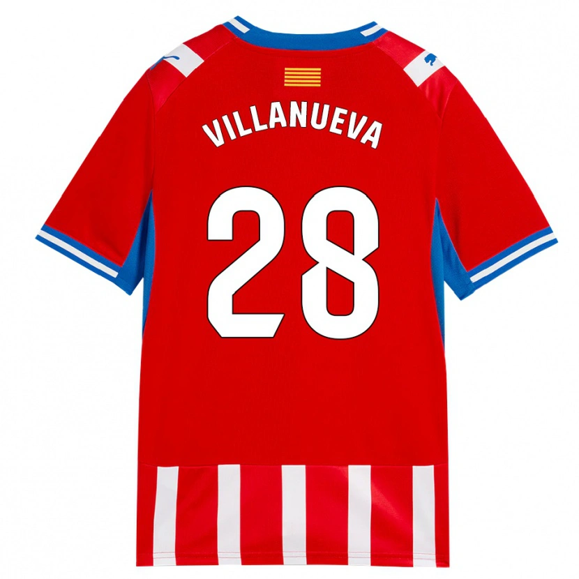Danxen Bambino Maglia Pablo Villanueva #28 Rosso Bianco Azzurro Kit Gara Home 2026/27 Maglietta