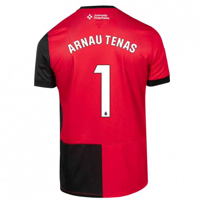 Danxen Bambino Maglia Arnau Tenas #1 Nero Rosso Bianco Kit Gara Home 2026/27 Maglietta