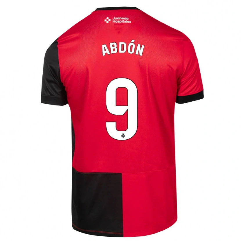 Danxen Bambino Maglia Abdón Prats #9 Nero Rosso Bianco Kit Gara Home 2026/27 Maglietta