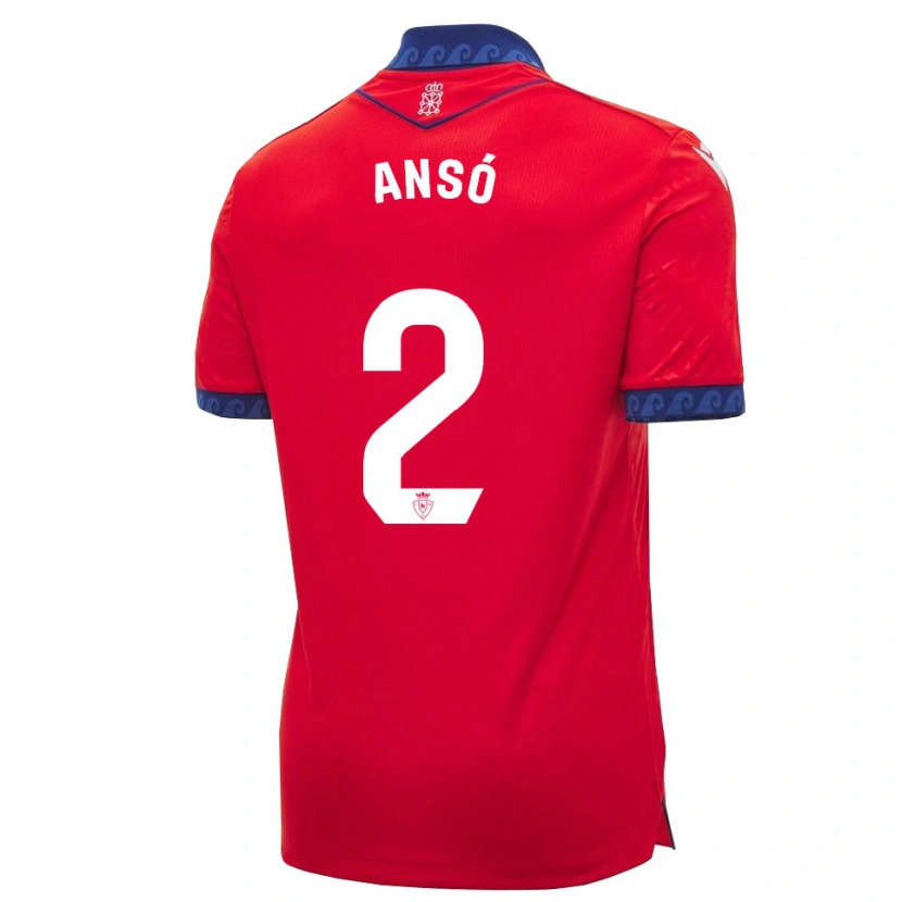 Danxen Bambino Maglia Mikel Ansó #2 Rosso Navy Bianco Kit Gara Home 2026/27 Maglietta