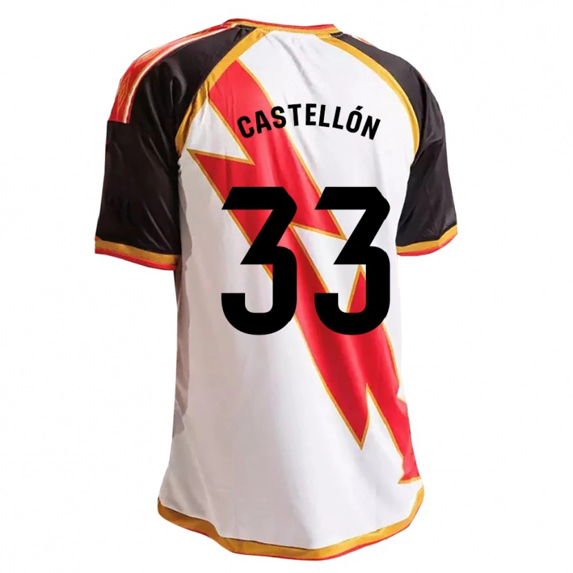 Danxen Bambino Maglia Sergio Castellón #33 Nero Rosso Bianco Oro Kit Gara Home 2026/27 Maglietta